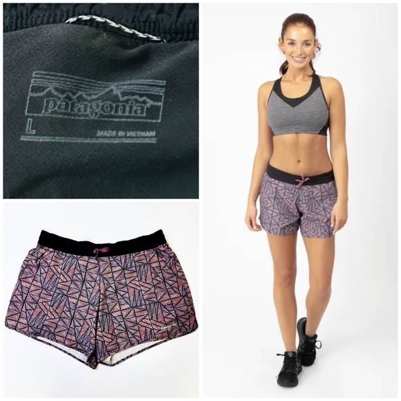 Patagonia Pants - Patagonia Nine Trails Brief Lined Shorts Back Zippered Pocket Dusty Pink Black